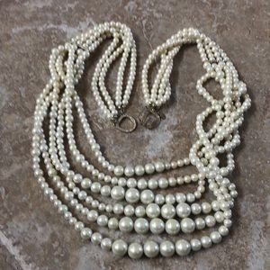 Multi strand pearl necklace